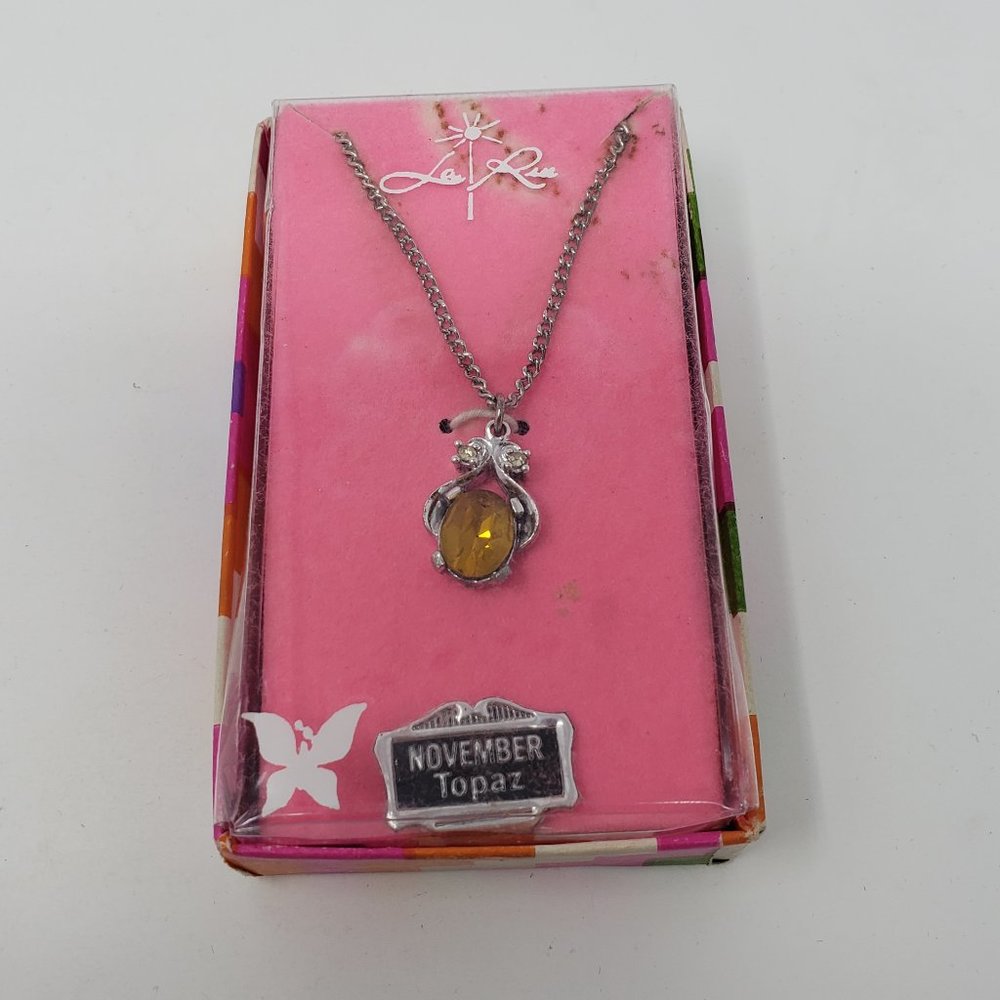 La Rue Silver Tone Vintage Topaz Necklace Retro